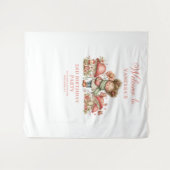 Magische Fee 4e Verjaardag Pastel Roze Achtergrond Wandkleed (Voorkant (horizontaal))