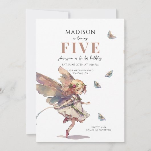 Magische Fee 5e Verjaardag Kaart (Voorkant)