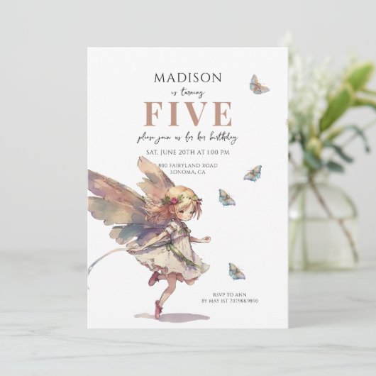 Magische Fee 5e Verjaardag Kaart (Staand voorkant)