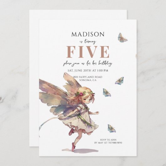 Magische Fee 5e Verjaardag Kaart (Voorkant / Achterkant)