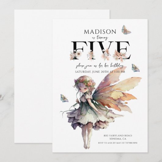 Magische Fee 5e Verjaardag Kaart (Voorkant / Achterkant)