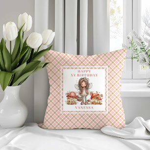 Magische Fee 6e Verjaardag Pastel Bloemen Kussen