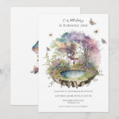 Magische fee betoverd bos 1e verjaardag kaart (Voorkant / Achterkant)