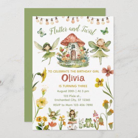 Magische fee betoverd bos meisje verjaardag kaart (Voorkant / Achterkant)