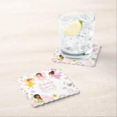 Magische fee betoverde tuin roze Baby shower Kartonnen Onderzetters (Insitu)