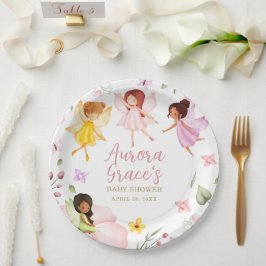 Magische fee betoverde tuin roze Baby shower Papieren Bordje