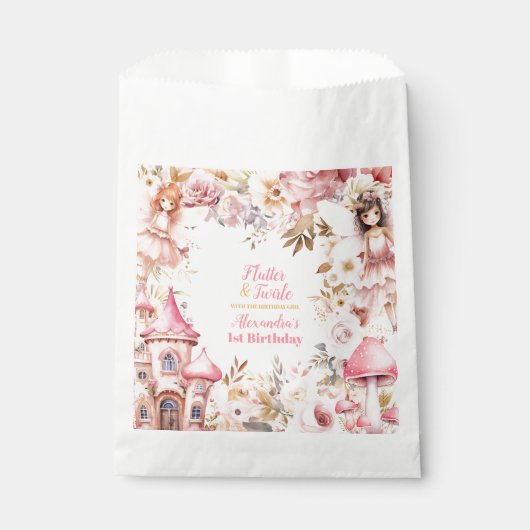Magische fee bloementuin Pixie 1e verjaardag Bedankzakje (Voorkant)