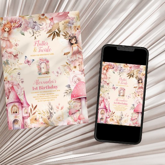 Magische fee bloementuin Pixie 1e verjaardag Kaart