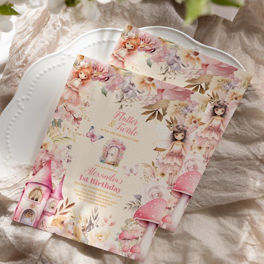 Magische fee bloementuin Pixie 1e verjaardag Kaart