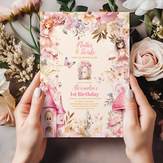 Magische fee bloementuin Pixie 1e verjaardag Kaart