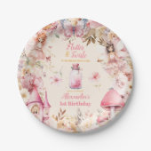 Magische fee bloementuin Pixie 1e verjaardag Papieren Bordje (Voorkant)