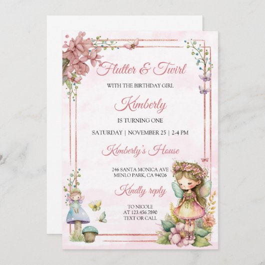 Magische fee bloementuin Pixie meisjes verjaardag Kaart (Voorkant / Achterkant)