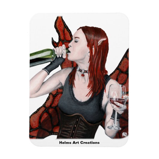 Magische fee Drink Wine Fantasy Art Magnet Magneet (Verticaal)