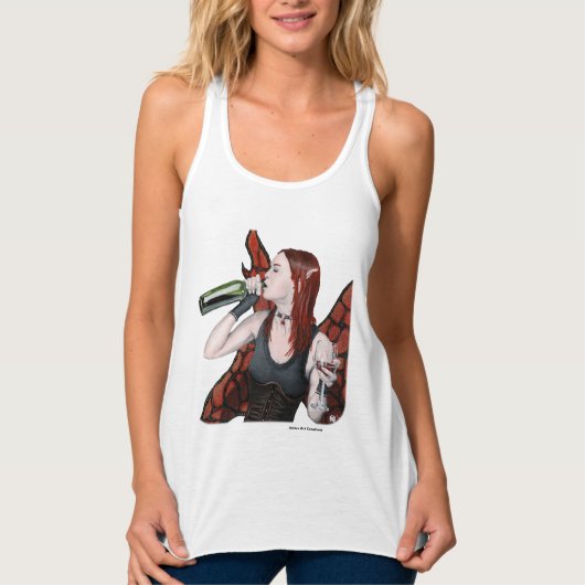 Magische fee Drink Wine Fantasy Art Shirten Tanktop (Voorkant)