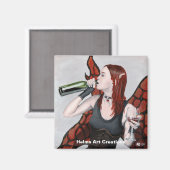 Magische fee Drink Wine Fantasy Button Magnet (Voorkant / Achterkant)