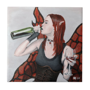 Magische fee Drink Wine Fantasy Keramische Tegel Tegeltje