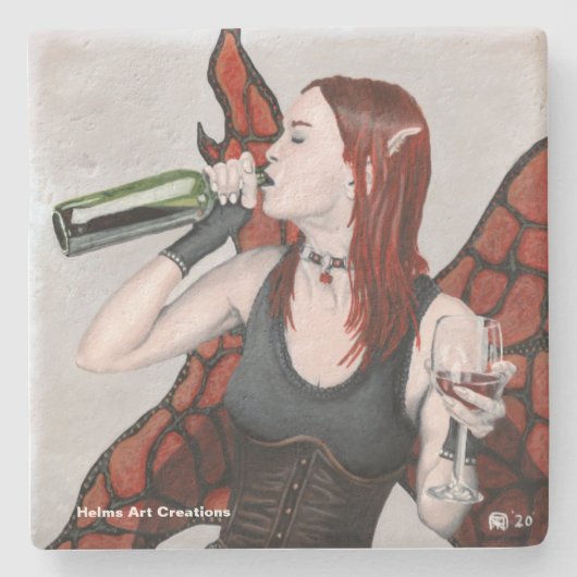 Magische fee Drink Wine Fantasy Stone Onderzetter (Voorkant)