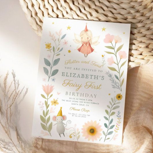 Magische Fee Eerste Verjaardag Paddestoel Woodland Kaart