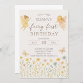 Magische fee eerste verjaardag uitnodiging (Voorkant / Achterkant)