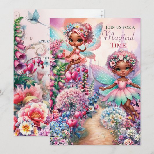 Magische Fee Eerste Verjaardagsfeest Kaart (Voorkant / Achterkant)