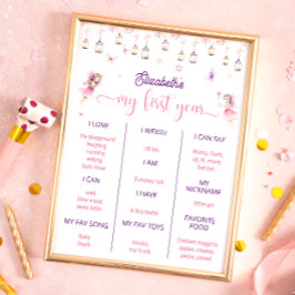 Magische Fee Eerste Verjaardagsfeestmijlpaal Poster