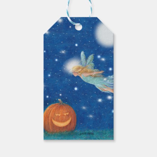 Magische fee en Jack O'Lantern Halloween-feest Cadeaulabel (Voorkant)