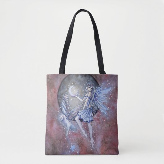 Magische fee en uil Fantasy Art Tote Bag (Voorkant)