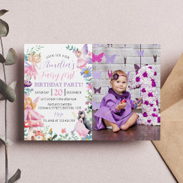 Magische fee meisje 1e verjaardag uitnodiging