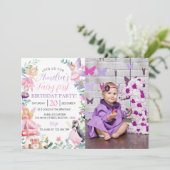 Magische fee meisje 1e verjaardag uitnodiging (Staand voorkant)