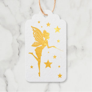 Magische Fee met Bloemen en Sterren Goudfolie Cadeaulabels