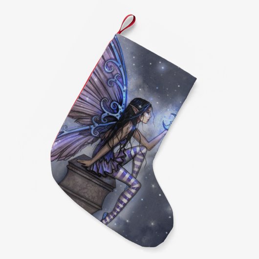 Magische fee met Moon Christmas Stocking Kleine Kerstsok (Voorkant (Hangend))
