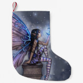 Magische fee met Moon Christmas Stocking Kleine Kerstsok (Voorkant)