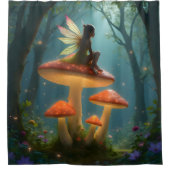 Magische fee op neonpaddenstoelen douchegordijn (Voorkant)
