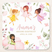 Magische fee prinses betoverde tuin verjaardag kartonnen onderzetters (Voorkant)