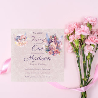 Magische Fee Roze pastel Eén Verjaardag Kaart