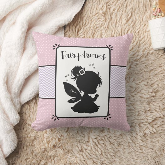 Magische Fee Silhouet: Roze Polka Dot Delight Kussen (Deken)