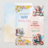 Magische Fee Tuin: Betoverde Verjaardag Uitnodigin Kaart (Voorkant / Achterkant)