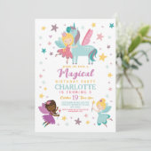 magische fee verjaardagsfeestjes wands pegasus kaart (Staand voorkant)