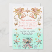 Magische fee Zeemeermin Tweeling Meisje Verjaardag Kaart (Voorkant)