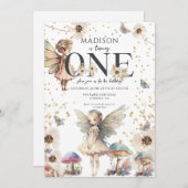 Magische feeën 1e verjaardag kaart (Voorkant / Achterkant)