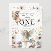 Magische feeën 1e verjaardag kaart (Voorkant / Achterkant)