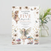 Magische feeën 5e verjaardag feestuitnodiging kaart (Staand voorkant)