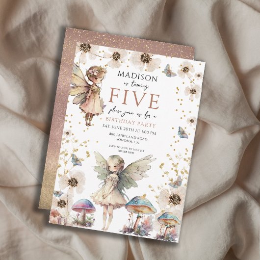 Magische feeën 5e verjaardag feestuitnodiging kaart
