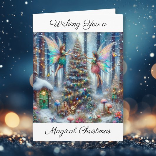 Magische feeën en elfen kerstboom kaart
