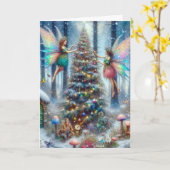 Magische feeën en elfen kerstboom kaart (Gele Bloem)