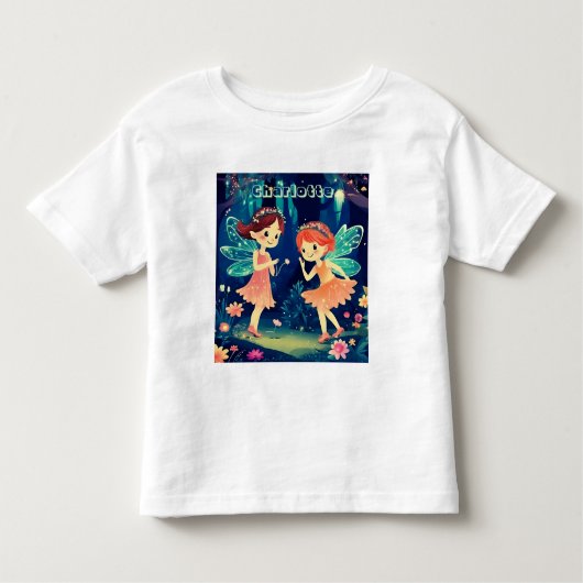 Magische feeën spelen in het bos naam kinder shirts (Voorkant)
