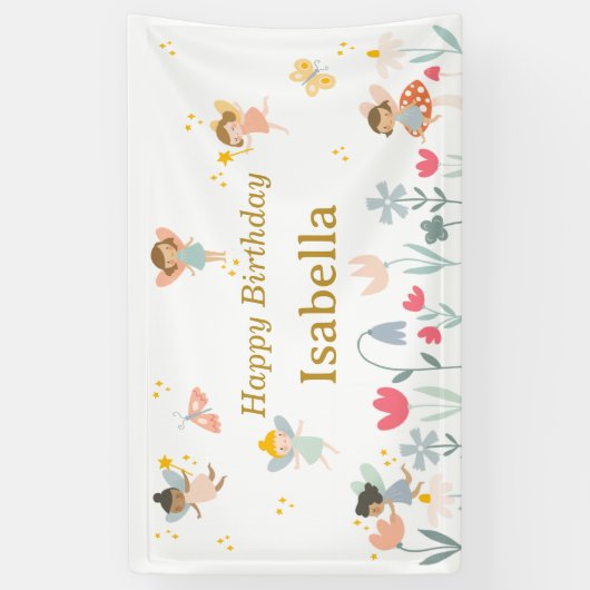 Magische feeën verjaardagsfeestbanner spandoek (Verticaal)