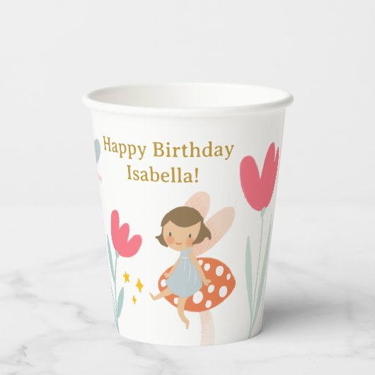 Magische feeën verjaardagsfeestje papieren bekers (Achterkant)