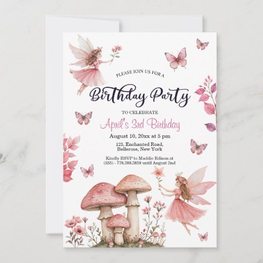 Magische feeën Wonderland 3e verjaardag Kaart (Voorkant)