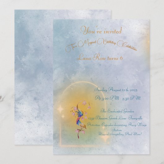 Magische feeëntuin verjaardagsuitnodiging kinder kaart (Voorkant / Achterkant)